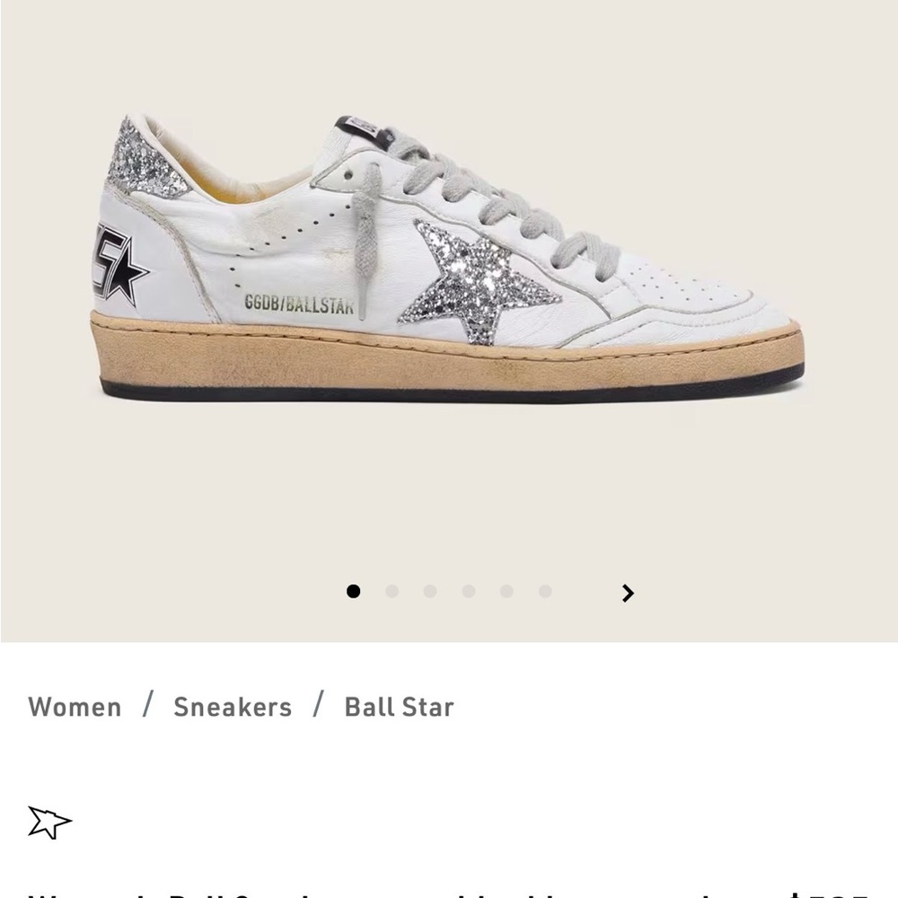 Golden Goose Ball Star Sneakers - White and Silver Glitter